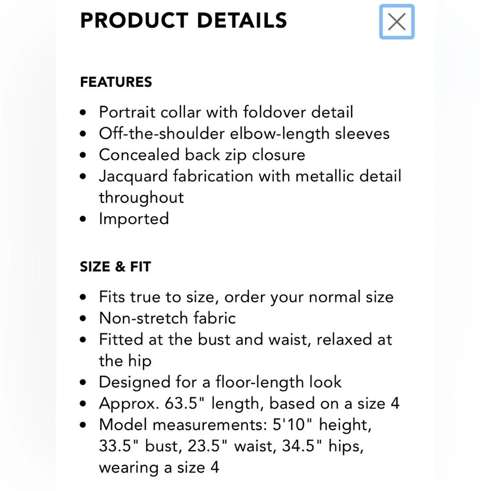 Teri Jon By Rickie Freeman Jacquard Folded Off-The-Shoulder Elbow Sleeve Gown 8 - Picture 6 of 10